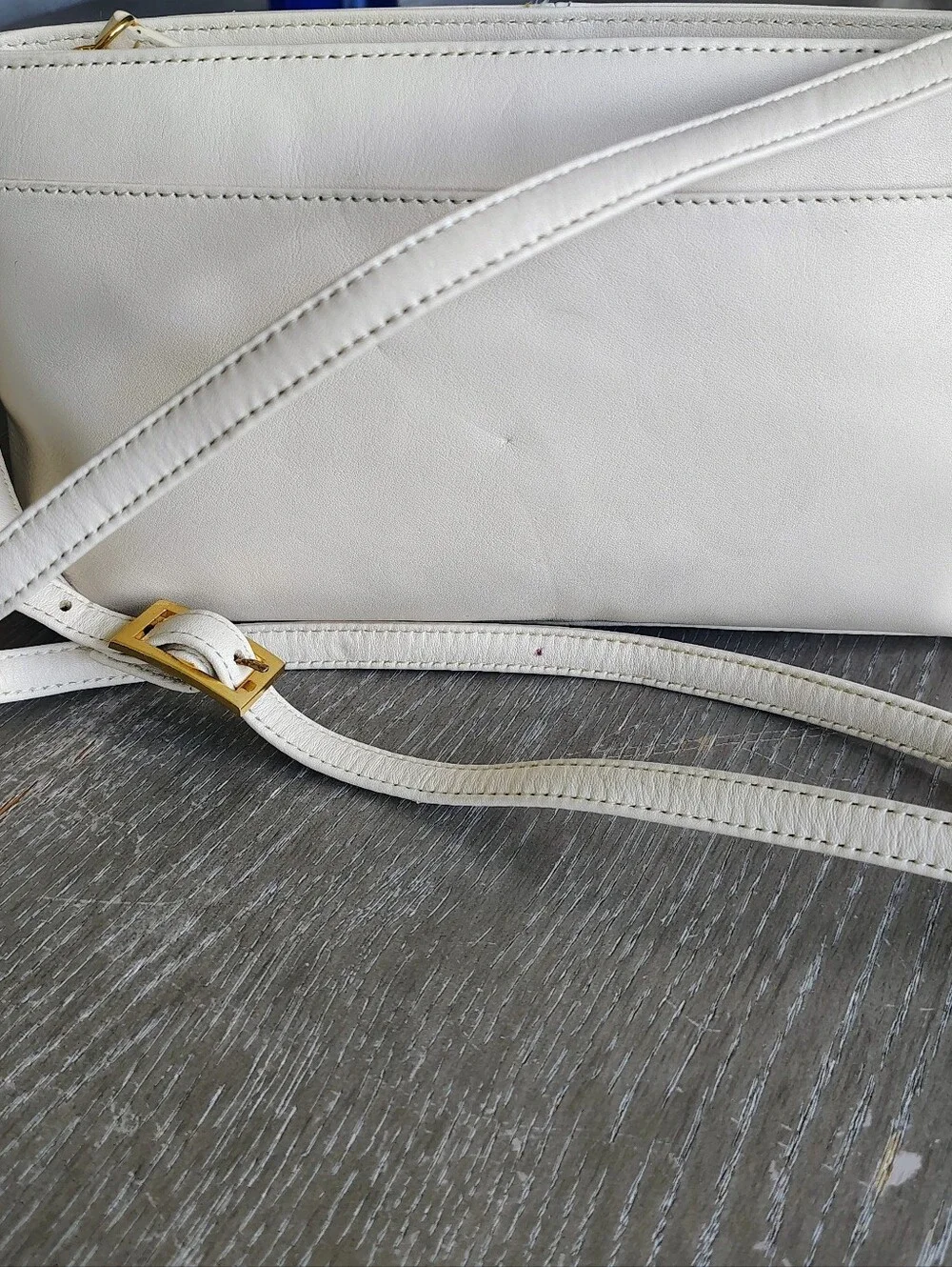 Etienne Aigner Ivory Genuine Leather Adjustable Shoulder Bag Gold Hardware NWT